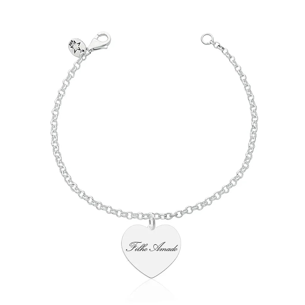 Pulseira feminina Prata Personalizada Nascimento do seu filho