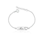 Pulseira infantil feminina coração Placa em Prata 925