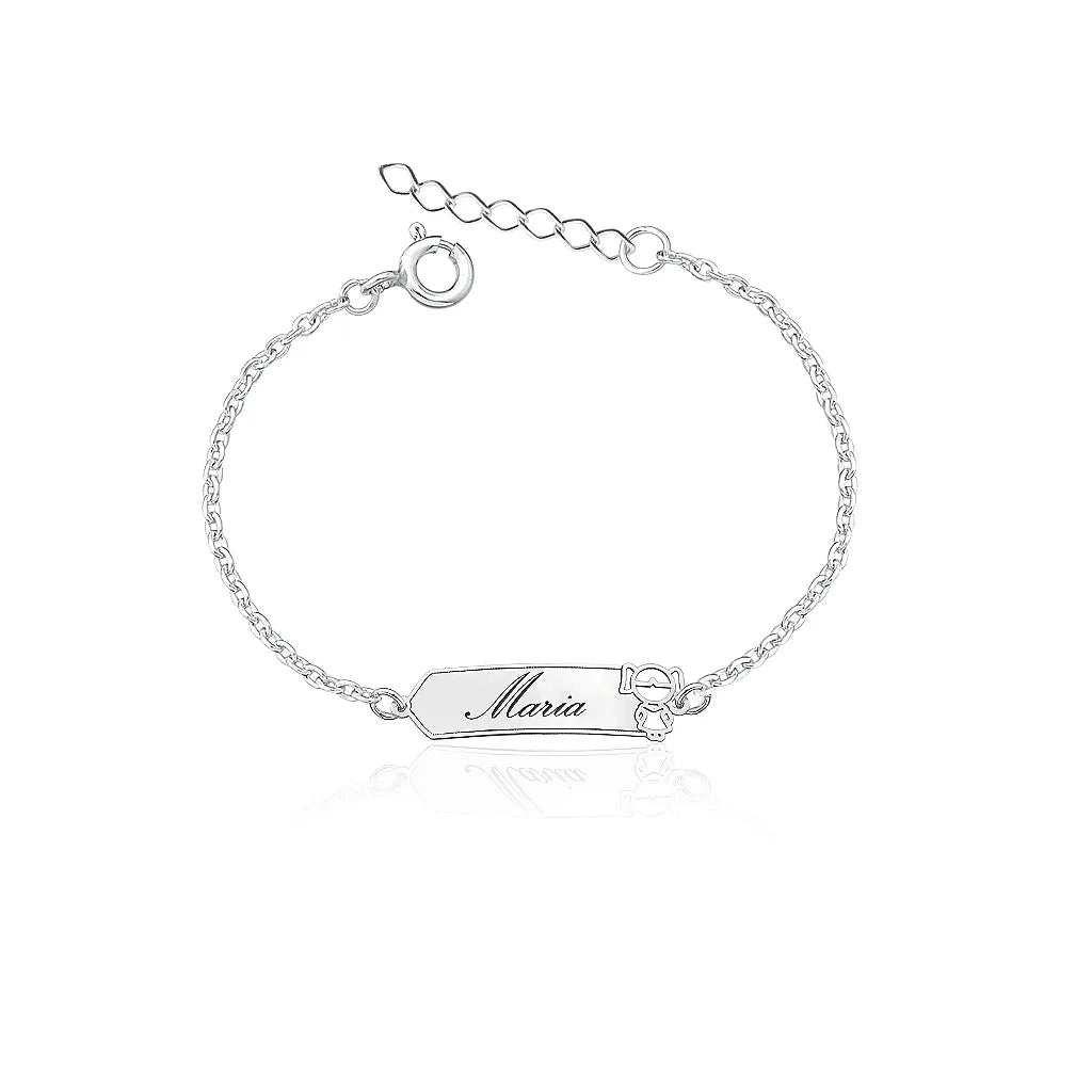 Pulseira infantil Feminina Placa em Prata 925