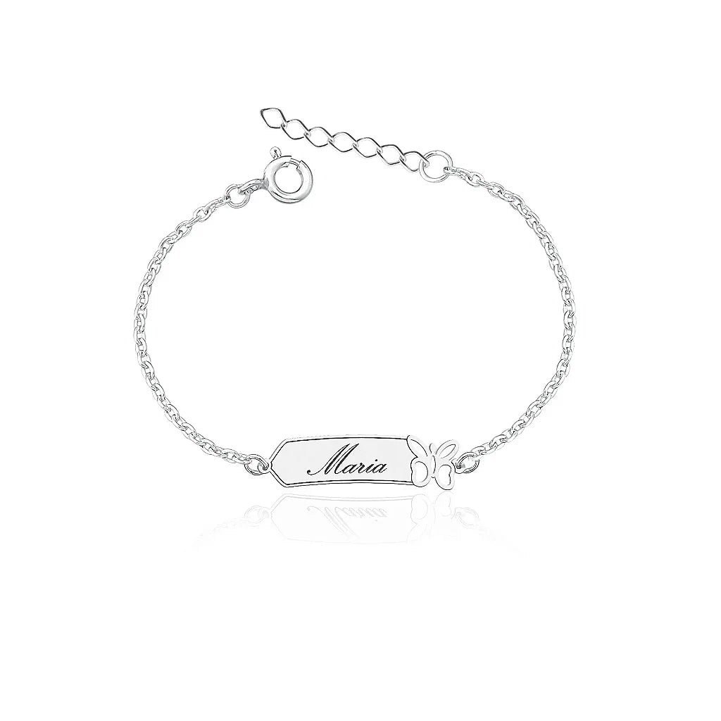 Pulseira infantil Feminina Placa em Prata 925