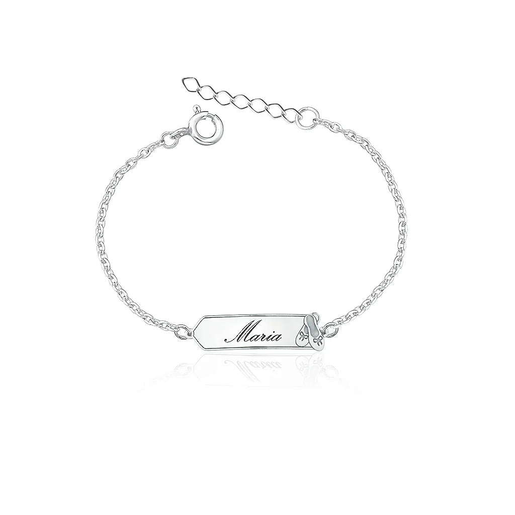 Pulseira infantil feminina  Placa em Prata 950