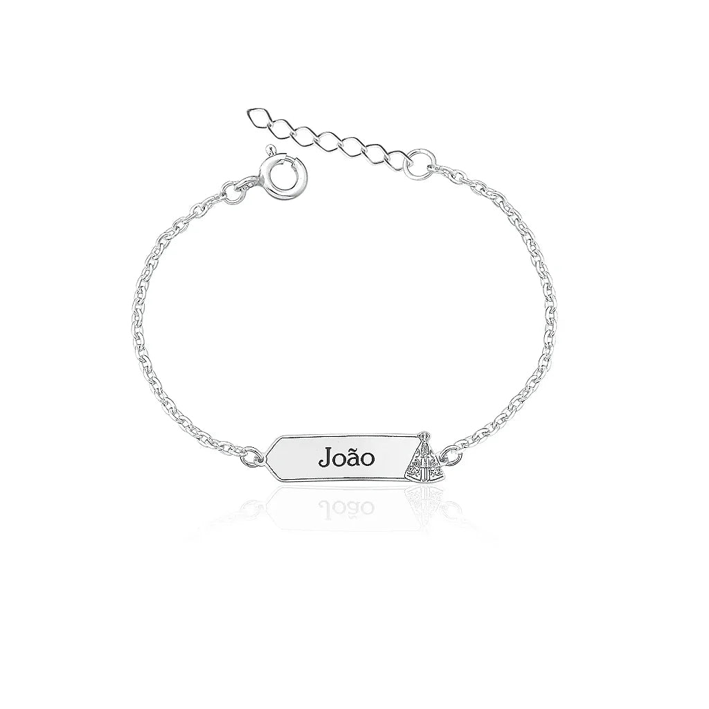 Pulseira infantil Unisex Placa em Prata 925