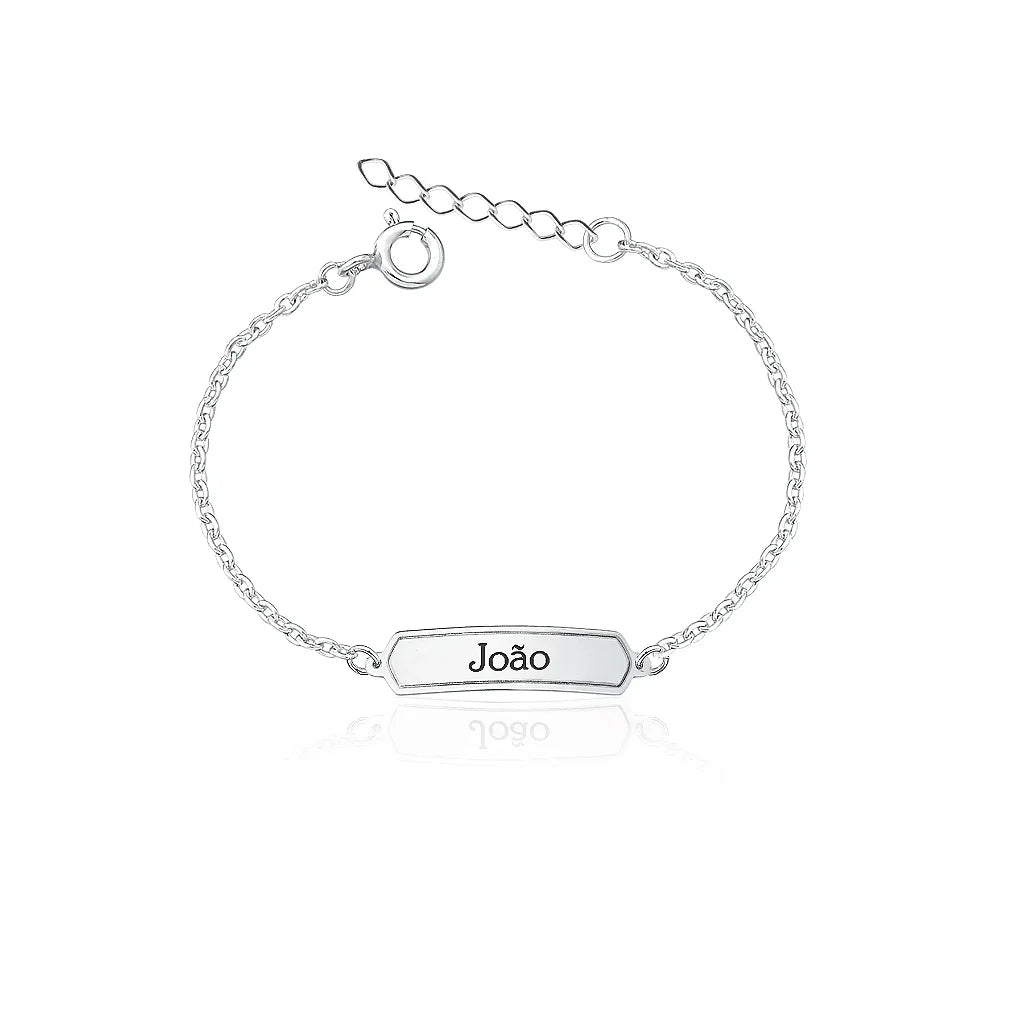 Pulseira infantil Unissex Placa em Prata 925