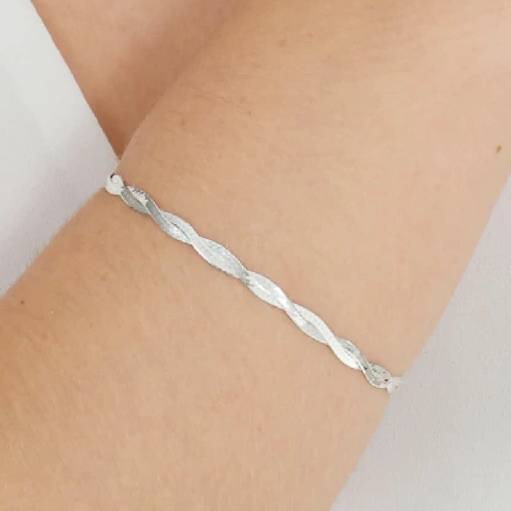 Pulseira Laminada Trancada 2 fios