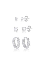 Trio unissex de Brincos - PRATA 925