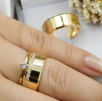 Par de alianças casamento Minsk 8mm de moeda antiga - Anel solitário Brinde