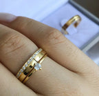 Par de alianças casamento Amsterdã 4mm de moeda antiga - Anel solitário Brinde