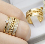 Par de alianças casamento Bali 10mm de moeda antiga - Anel solitário Brinde