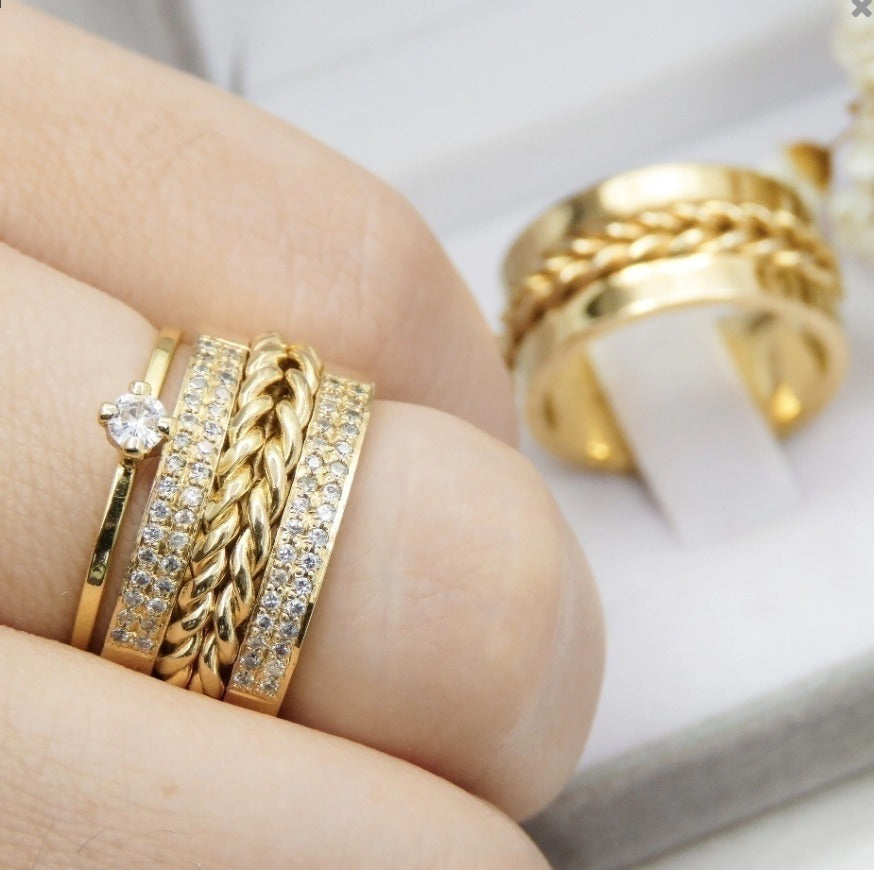 Par de alianças casamento Bali 10mm de moeda antiga - Anel solitário Brinde