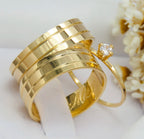 Par de alianças casamento Geneva 6mm de moeda antiga - Anel solitário Brinde
