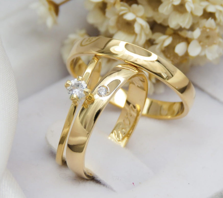 Par de alianças casamento Roma 3mm de moeda antiga - Anel solitário Brinde